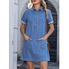 image:imageSidefeel Womens Denim Dress Casual A Line Trendy Mini Jean DressLight Blue