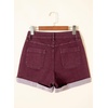 image:imageSidefeel Womens High Waisted Button Fly Jean ShortsBurgundy