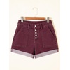 image:imageSidefeel Womens High Waisted Button Fly Jean ShortsBurgundy