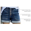 image:imageSidefeel Womens High Waisted Button Fly Jean ShortsDark Blue