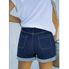 image:imageSidefeel Womens High Waisted Button Fly Jean ShortsDeep Blue