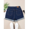 image:imageSidefeel Womens High Waisted Button Fly Jean ShortsDeep Blue