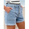 image:imageSidefeel Womens High Waisted Button Fly Jean ShortsIceland Blue