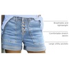 image:imageSidefeel Womens High Waisted Button Fly Jean ShortsIceland Blue