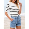 image:imageSidefeel Womens High Waisted Button Fly Jean ShortsLight Blue