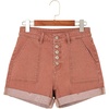 image:imageSidefeel Womens High Waisted Button Fly Jean ShortsMineral Red