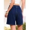 image:imageSidefeel Womens High Waisted Drawstring Summer Jean ShortsBluing