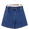 image:imageSidefeel Womens High Waisted Drawstring Summer Jean ShortsDark Blue