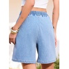 image:imageSidefeel Womens High Waisted Drawstring Summer Jean ShortsIceland Blue