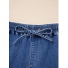 image:imageSidefeel Womens High Waisted Drawstring Summer Jean ShortsLight Blue