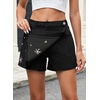 image:imageSidefeel Womens Jean Skirts Floral Mini Embroidered Wrap Denim SkortBlack