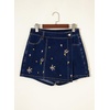 image:imageSidefeel Womens Jean Skirts Floral Mini Embroidered Wrap Denim SkortBluing