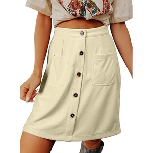 image:imageSidefeel Womens Corduroy Skirt High Waist Short SkirtsBeige