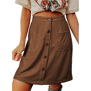 image:imageSidefeel Womens Corduroy Skirt High Waist Short SkirtsBrown
