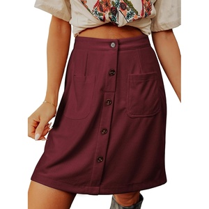 image:imageSidefeel Womens Corduroy Skirt High Waist Short SkirtsBurgundy