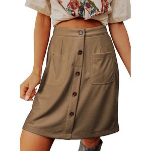 image:imageSidefeel Womens Corduroy Skirt High Waist Short SkirtsCamel