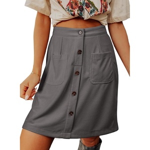 image:imageSidefeel Womens Corduroy Skirt High Waist Short SkirtsGray