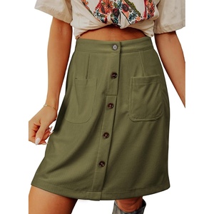 image:imageSidefeel Womens Corduroy Skirt High Waist Short SkirtsGreen