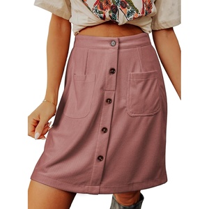 image:imageSidefeel Womens Corduroy Skirt High Waist Short SkirtsPink