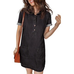image:imageSidefeel Womens Denim Dress Casual A Line Trendy Mini Jean DressBlack