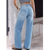 image:imageSidefeel Straight Leg High Waisted Button Rhinestone Jeans for Women TrendyIceland Blue