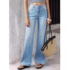 image:imageSidefeel Straight Leg High Waisted Button Rhinestone Jeans for Women TrendyIceland Blue