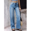 image:imageSidefeel Straight Leg High Waisted Button Rhinestone Jeans for Women TrendyLight Blue