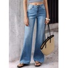 image:imageSidefeel Straight Leg High Waisted Button Rhinestone Jeans for Women TrendyLight Blue