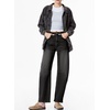 image:imageSidefeel Womens Barrel Jeans Wide Leg Mid Rise Y2k Ankle Denim PantsBlack