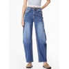 image:imageSidefeel Womens Barrel Jeans Wide Leg Mid Rise Y2k Ankle Denim PantsBluing