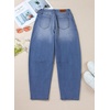 image:imageSidefeel Womens Barrel Jeans Wide Leg Mid Rise Y2k Ankle Denim PantsBluing