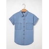 image:imageSidefeel Womens Button Down Denim Shirt Short Sleeve Jean ShirtBeau Blue