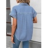 image:imageSidefeel Womens Button Down Denim Shirt Short Sleeve Jean ShirtBeau Blue