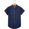 image:imageSidefeel Womens Button Down Denim Shirt Short Sleeve Jean ShirtNavy Blue