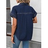 image:imageSidefeel Womens Button Down Denim Shirt Short Sleeve Jean ShirtNavy Blue