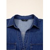 image:imageSidefeel Womens Denim Shirt Short Sleeve V Neck Button Down Jean Shirts Trendy Casual Oversized Loose Fit Summer Tops BlousesDark Blue