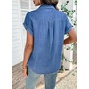 image:imageSidefeel Womens Denim Shirt Short Sleeve V Neck Button Down Jean Shirts Trendy Casual Oversized Loose Fit Summer Tops BlousesLight Blue