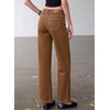 image:imageSidefeel Womens High Waist Stretchy Wide Leg Cargo Ankle JeansBrown