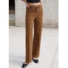 image:imageSidefeel Womens High Waist Stretchy Wide Leg Cargo Ankle JeansBrown