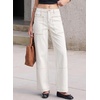 image:imageSidefeel Womens High Waist Stretchy Wide Leg Cargo Ankle JeansCream White