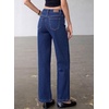 image:imageSidefeel Womens High Waist Stretchy Wide Leg Cargo Ankle JeansDark Blue