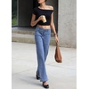 image:imageSidefeel Womens High Waist Stretchy Wide Leg Cargo Ankle JeansSky Blue