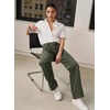 image:imageSidefeel Womens High Waisted Jeans Loose Fit Wide Leg Denim PantsGreen