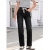 image:imageSidefeel Womens High Waisted Straight Leg Jeans Drawstring Denim PantsBlack