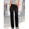 image:imageSidefeel Womens High Waisted Straight Leg Jeans Drawstring Denim PantsBlack