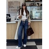 image:imageSidefeel Womens High Waisted Straight Leg Jeans Drawstring Denim PantsBluing