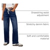 image:imageSidefeel Womens High Waisted Straight Leg Jeans Drawstring Denim PantsBluing