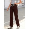image:imageSidefeel Womens High Waisted Straight Leg Jeans Drawstring Denim PantsChicory Coffee