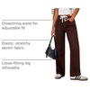 image:imageSidefeel Womens High Waisted Straight Leg Jeans Drawstring Denim PantsChicory Coffee