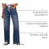 image:imageSidefeel Womens High Waisted Straight Leg Jeans Drawstring Denim PantsDark Blue